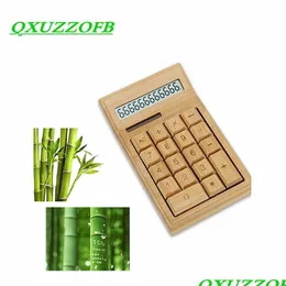 Calculators Bamboo Office Calcator 12 رقم LCD Display Gistract هدية خاصة عيد الميلاد حساب الأداة التجارية البطارية DHEHJ تعمل بالطاقة الشمسية