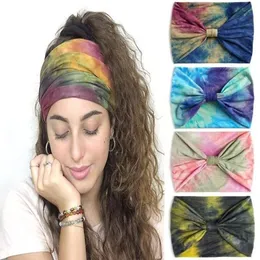 Party Gunst Krawatte Dye Wide Stirnband Frauen große Mädchen Sport Yoga Stirnbänder Haarband Turban Verband auf Kopf 27 Farben Kopfbedeckung