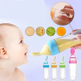 Newborn Utensils Portable Baby Feeding Spoon Liquid Feed Bottle Squeeze Infant 90ml Silicone Bottle