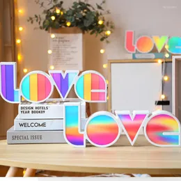 Saiten L O V E Buchstabenform LED-Lichter Hochzeitsdekoration Romantischer Valentinstag Innenraumzubehör Feen-Feiertagsbeleuchtung