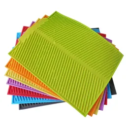 Silicone Dish Drying Mat Non-Slip Heat Resistant Foldable Kitchen Drying Mats Household Bar Accessory