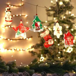 Christmas Decorations CYUAN LED Hanging Lights Decoration 2022 Year Snowflake Snowman Home Decor Ornaments Navidad Party Po Props
