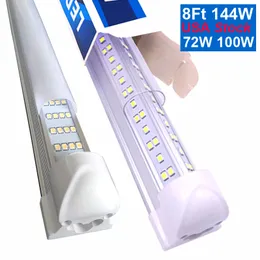 8FT LED Shop Light 6000K Cool White V Shape T8 LED Tube Light Fixture for Under-Counter Cabinet Workbench Closet Plug and Play with ON/Off Switch CRESTECH