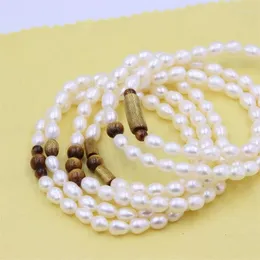 Link Bracelets DIY Natural Gold Coral Cylindrical Drum Ball Waterfresh Pearl Brecelets Real Silver Chain Jewelry For Women Christmas Gifts