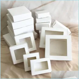 هدية Wrap 30pcs DIY White Box with Window Paper Cake Cake Cake for Wedding Home Party Muffin Gifts Kraft Drop تسليم DHLJC