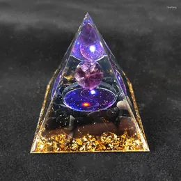 Figurine decorative cristalli naturali Orgone piramide Ametista Guarigione Reiki Chakra Energia Generatore di energia Decorazione dell'ufficio Meditazione