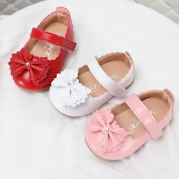 Flat Shoes Girls Butterfly Knot Princess Pu Leather Baby Flats Toddler Little Girl Mary Jeanes Children 0-5 år
