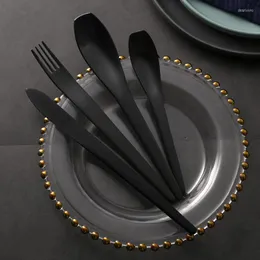Dinnerware Sets American Luxury Cutlery Set Simple Black Stainless Steel Fashion Eco-Friendly Geschirr Wedding Decoration EK50CJ