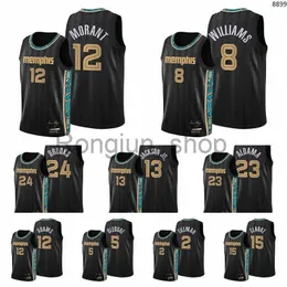 2021-22 75-￥rsjubileum Stitched Herr Basketball JA Morant Jaren Ziaire Williams Jackson Jr. Dillon Brooks Santi Aldama Jersey Black Size