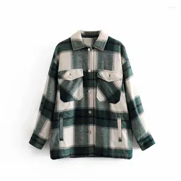 Kvinnors trenchrockar fnoce 2022 Spring Women's Fashion Trends Streetwear Casual Plaid Patchwork L￥ng￤rm Slim Overrocks