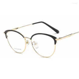 Güneş gözlüğü çerçeveleri yüksek kaliteli moda metal gözlükler unisex net lens optik gözlükler çerçeve kadınlar bilgisayar miyopi inek gözlük