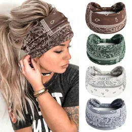 Bandas de cabelo femininas bandeira da cabe￧a Bohemian Run Run Bandage Girl Girl Wide Head Bands Print Wide Headwrap Hairpied Ladies