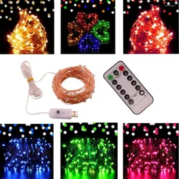 Saiten 5M 10M Lichterkette Silber Cooper Draht 5V USB Hochzeit Party Dekoration Weihnachten Warmweiß Multi Lichterketten Weihnachtslampe