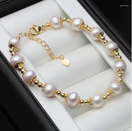 Strand YLWHJJ Brand Real Freshwater Round Pearl Bracelet For Women Natural Jewelry Girl Daughter Birthday