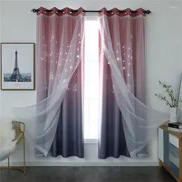 Занавеса Hollow Christmas Parttern Double Layer Cartains Sheer Voile Gradient High Shading для оформления спальни гостиной