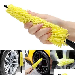 Rengöringsborstar Biltvätt Portabel Microfiber Wheel Tire Rim Brush Cars Wheels Cleaning For Cars with Plastic Tlear Washs Detaljin DHK7C