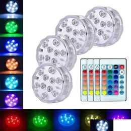 لوازم الحفلات الأخرى التي تعمل بطارية تديرها 10/13 LEDS RGB LED الحفلة الغاطسة تحت الماء مصباح ليلي مصباح حديقة السباحة أضواء حوض السباحة DHS6D