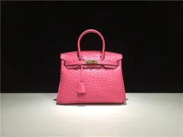 High-quality Luxury Single Shoulder Diagonal Platinum Bag Cow Leather Women's Bag Handbag Fashion Big Ostrich Pattern