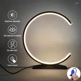 Table Lamps Simple LED Lamp Bedroom Reading Desk Light Touch Dimming Bedside Eye Protect US/EU Plug Night