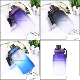Water Bottles Water Bottles Single Layer Plastic Waters Cup Gradual Change Color Outdoors Sports Man Women Colorf Straight Bottle Dr Dhqwm