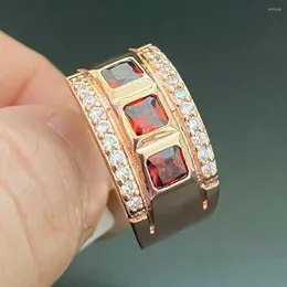 Bröllopsringar Försäljning 90% rabatt på rosguld för män eller kvinnor modesmycken silver färg stor ring rubystone zirkoniumkristall grossist