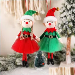クリスマスの装飾クリスマスエルフ人形装飾愛らしい男の子と女の子クリスマスツリー新年飾りホームギフトドロップデリバリー2022 DHE0A