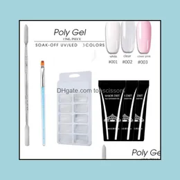 Nail Gel Nail Gel 4Pcs/Set Builder Extending Crystal Jelly Gum Set Nails Kit Uv French Art Manicure Tips Decorations Drop Delivery 2 Dhbvn