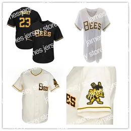 College Baseball Wears Custom Salt Lake Bees 1959 Baseball Vintage Jersey Cucito Qualsiasi Nome Numero Uomo Donna Youht Camicie Crema Nero Bianco Taglia S-4XL