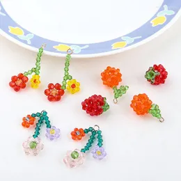 Charms 2 PCs Zinc Based Alloy Fruit Glass Beads Strawberry Flowers Pendants For DIY Necklace Bracelet Jewelry Making