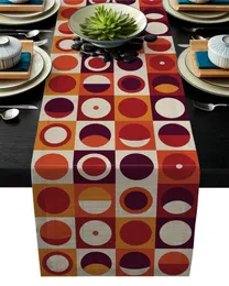 Table Cloth Grid Rectangle Round Orange Red Rustic Runner Home Dining Room Decor Wedding Christmas Party Runners