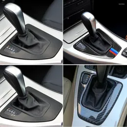 Interior Accessories Car Gear Shift Panel Knob Cover Carbon Fiber Auto Box Stickers For E90 E92 E93 2005-2012
