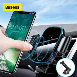 Carregador de carro sem fio Baseus de carga rápida para iPhone 13 Electric 2 em 1 15W Phone Titular para Huawei Samsung Xiaomi