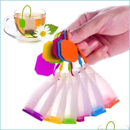 Coffee Tea Tools 12 Colors Teastrainer Tea Art Tools Bag Sile Spice Herbal Infuser Filter Creative Bags Leak Mold Drop Delivery 20 Dhyja