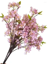 Kwiaty dekoracyjne jeden jedwabna wiśniowa gałąź długą łodygę sztuczną drzewę jabłoniową na wesele domek kwiatowy