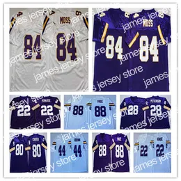 American College Football Wear Männer College Retro American Football Trikots Randy Moss Fran Tarkenton Adrian Peterson Chuck Foreman Chris Doleman Cris Carter Alan P