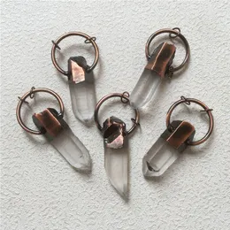 H￤nghalsband fuwo naturlig klar kvarts med antik kopparpl￤terad semi ￤delhaltiga bohemiska smycken f￶r halsband som g￶r PD360