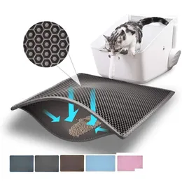 Cat Beds Furniture 30Cmx30Cm Cat Litter Mat Foldable Doublelayer Cats Bottom Nonslip Pet Layer Catcher Cushion Drop Delivery 2022 Dhtf7