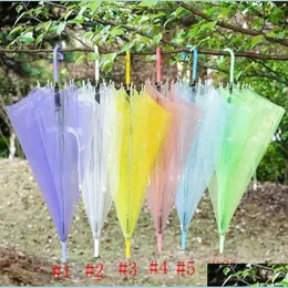 Umbrellas Dhs Clear Transparent Rain Umbrella Pvc Dome Bubble Sun Shade Long Handle Straight Stick Drop Delivery 2022 Home Garden Ho Dhjbj