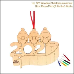 Decorações de Natal Decorações de Natal Árvore Diy Diy Ornamentos de madeira para casa Navidad Xmas feliz ano entrega 2022 garde dh2sx