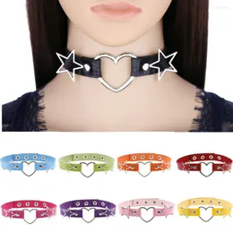 Choker diezi elegant punk gotisk pu läder halsband kvinnor vnitage hjärtstjärna krage uttalande halsband 2022 smycken