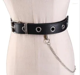 Bälten 2022 Ring Ladies Belt Chain Punk Style Air Eye Decoration Concave Modeling