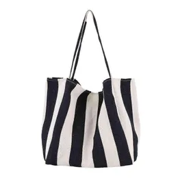 Torba w paski Big Canvas Tote Bag dla kobiet letnie plaż