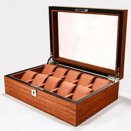 ウォッチボックスハイグレードのシングルレイヤーレッドマルチポジション木製収納ボックス