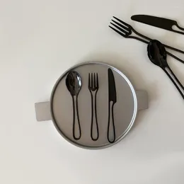 Dinnerware Sets 10pieces Flatware Set Retro Black Silver Cutlery Stainless Steel Knife Fork Spoon Dessert Tea Time Dinner Service For 2