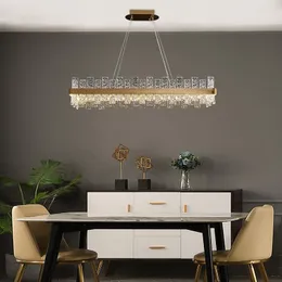 Candeliers lideraram a suspensão moderna Crystal Gold Holding Lamps Lamparas de TechO para mesa de jantar