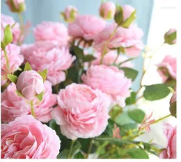 Kwiaty dekoracyjne 61 cm sztuczna róża róża jedwabny z okazji urodzin impreza urodzinowa zachodnie ślub Ranunculus Asiaticus Branch Decor Home Decor