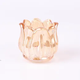 Tulip Flower Glass Vaslente Crystal Glass Wedding Decoration, 2,5 polegadas de altura e calibre, remessa marítima JNC226