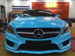 Super Gloss Miami Sky Blue Vinyl Wrap Film Adhesive Decal Sticker Blue Glossy Car Wrapping Foil Roll Air Release