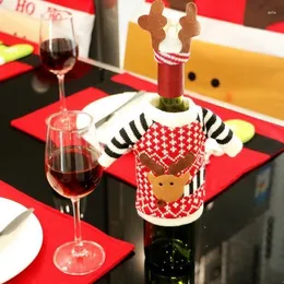 Hediye sargısı sevimli kumaş kırmızı şarap şişe kapak çantaları geyik süveteri Noel dekorasyon malzemeleri ev partisi Noel baba rrc259