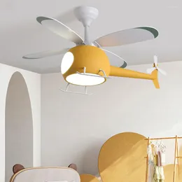Pendant Lamps Helicopter Modern Aircraft Ceiling Fan With Led Light Children's Lights Chandeliers Fans Backlit Lamp Chandelier Lighting